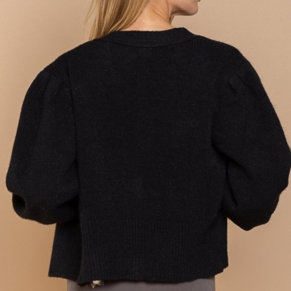 Black Cardigan with Faux Pearl buttons - Picture 2 of 8